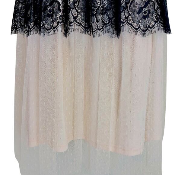A'Reve Romantic Blush Pink and Black Lace Fit & Flare Dress Fully Lined Back Zip - Picture 8 of 16